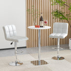 Madison Modern Adjustable Swivel Counter/Bar Stools-Set of 2–PU Leather Stools with Back & Footrest-White