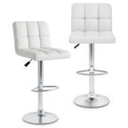 Madison Modern Adjustable Swivel Counter/Bar Stools-Set of 2–PU Leather Stools with Back & Footrest-White