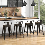 Auden 24" Set of 4 Counter Stools – Gunmetal | Space‑Saving, Durable & Modern