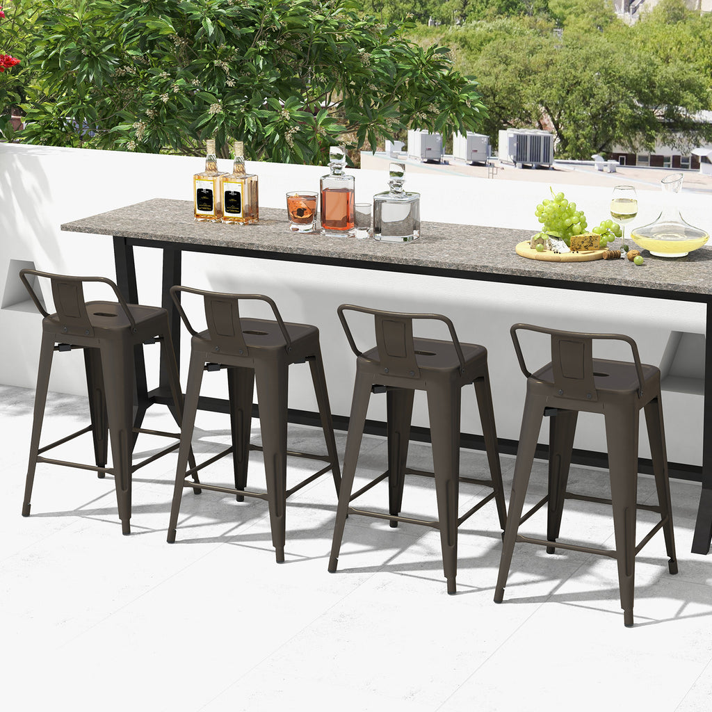 Auden 24" Set of 4 Counter Stools – Gunmetal | Space‑Saving, Durable & Modern