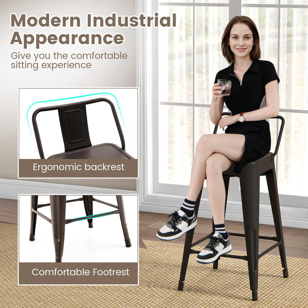Auden 24" Set of 4 Counter Stools – Gunmetal | Space‑Saving, Durable & Modern