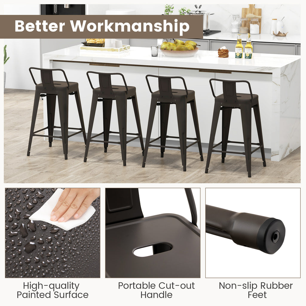 Auden 24" Set of 4 Counter Stools – Gunmetal | Space‑Saving, Durable & Modern