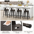 Auden 24" Set of 4 Counter Stools – Gunmetal | Space‑Saving, Durable & Modern