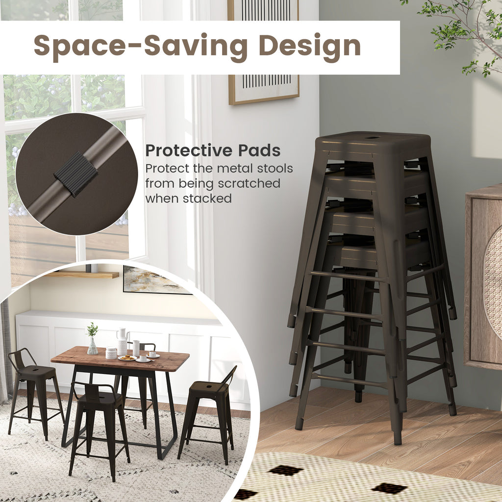 Auden 24" Set of 4 Counter Stools – Gunmetal | Space‑Saving, Durable & Modern