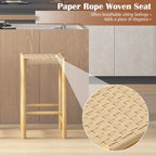Quincy 26” Natural Wood Woven Paper-Rope Counter Height Stools-Set of 2