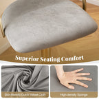 Arya Swivel Bar Stools – Set of 2 | Dutch Velvet, Adjustable Height & Gold Base–Grey
