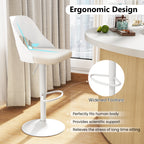 Mason Bar Stools – Set of 2 | Enlarged Vegan Leather Seat, Adjustable Height & 360° Swivel–White