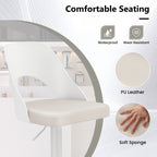 Mason Bar Stools – Set of 2 | Enlarged Vegan Leather Seat, Adjustable Height & 360° Swivel–White