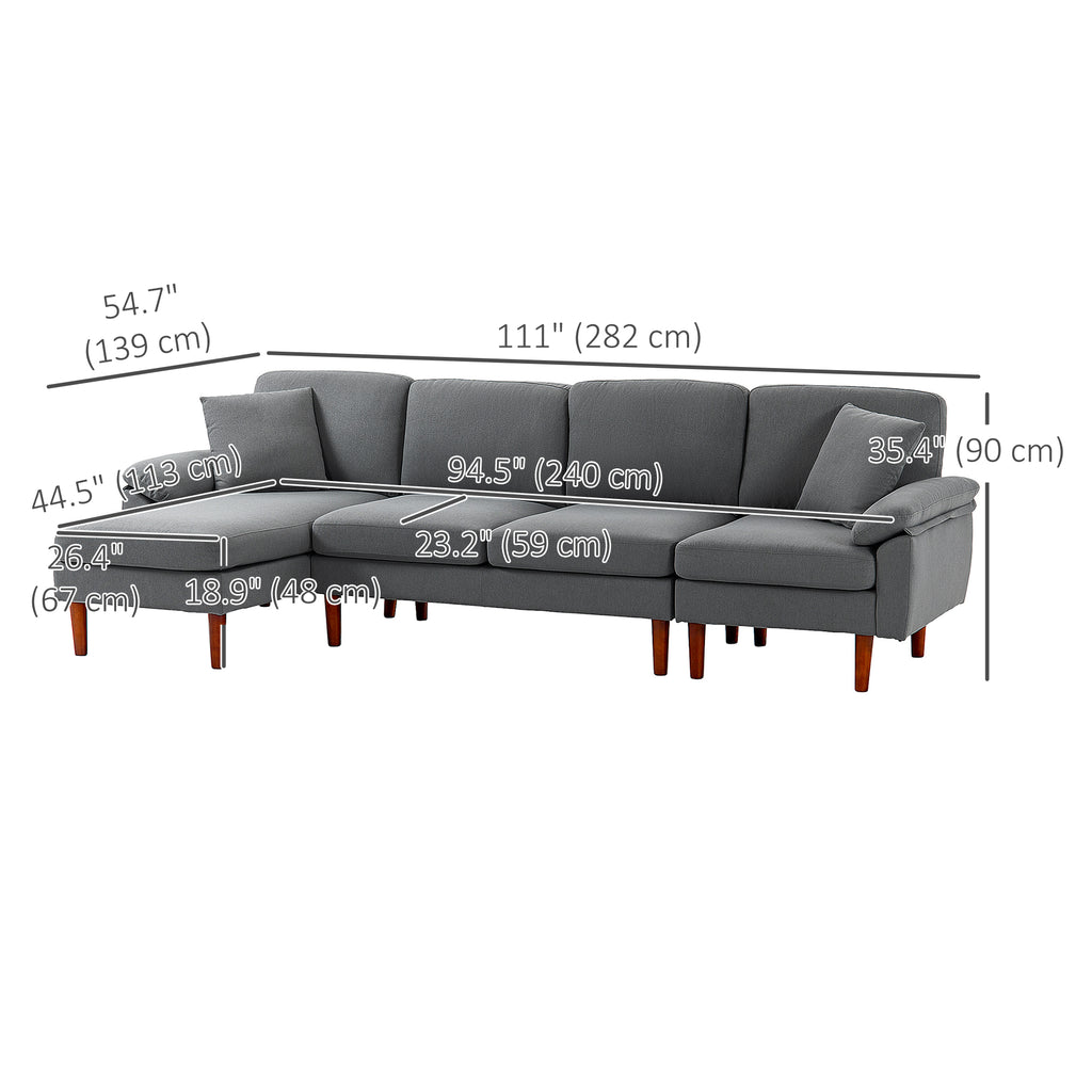 Elliott Modern Reversible Sectional with Changeable Chaise Lounge-Dark Grey