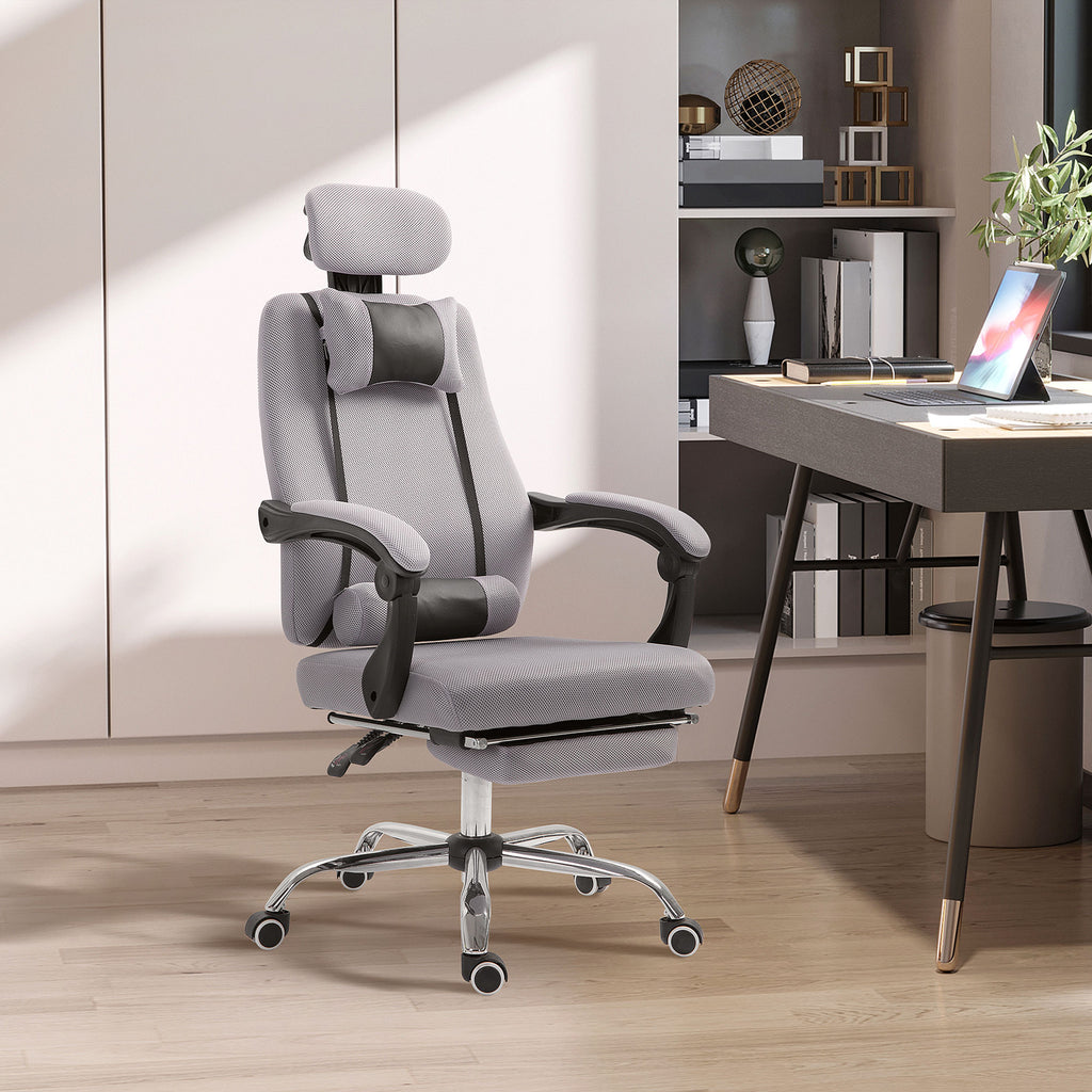 Brady Ergonomic Executive High Back Office Chair with Footrest,Lumbar Support,Grey