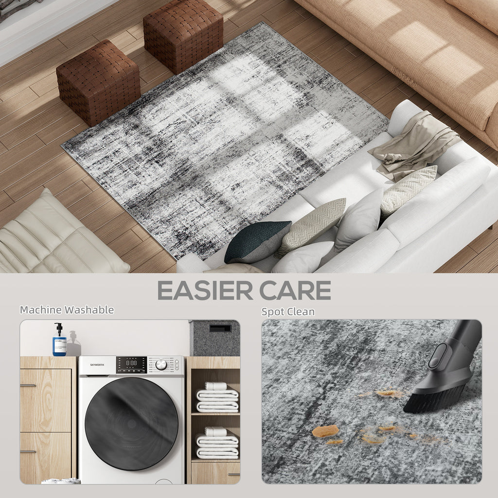 Cassidy 5x7 Modern Machine Washable and Non-Slip Area Rug-Grey