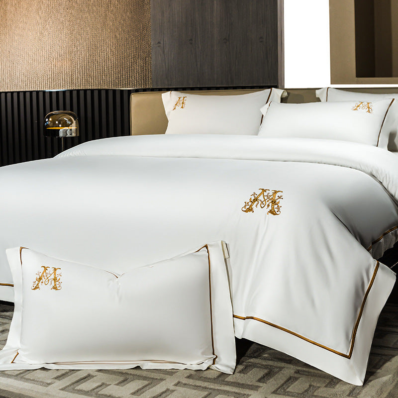 Premium Cotton Twill Bed Sheet Four‑Piece Set – INS Style Comfort & Modern Design