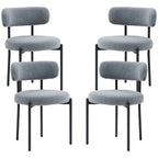 Cruz 4 Pieces Kitchen Chairs, Modern Dining Chairs w/ Berber Fleece Upholstery and Steel Legs for Living Room, Grey