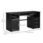 Bloom 57" Computer Desk with Drawers, Home Office Desk with Keyboard Tray, Open Shelves and Lockable Drawer-Black