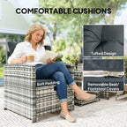 Athena 5 Piece Patio Furniture Set with Ottomans and Glass Table-Dark Grey