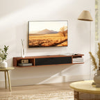 Wall Mounted Media Console with Flip Drawer and 2 Open Shelves,