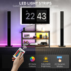 Bay TV Stand with Mount and Power Outlet, Swivel TV Stand Mount with LED Lights for 32-70 Inch TVs for Living Room, Bedroom