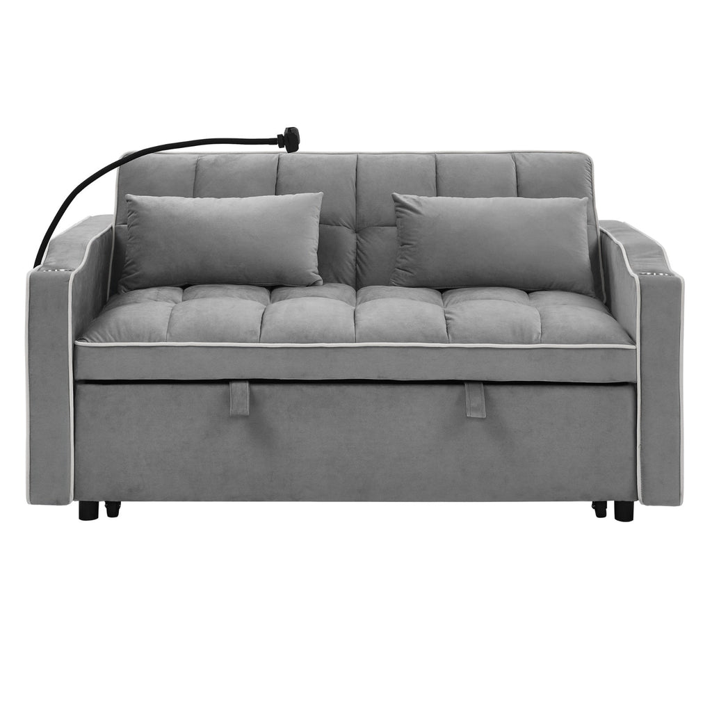 Belmont 55.51 Inch Versatile Foldable Sofa Bed In 3 Lengths, Modern Sofa Sofa