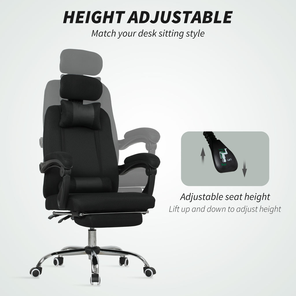 Brady Ergonomic Executive High Back Office Chair with Footrest, Lumbar Support, Black