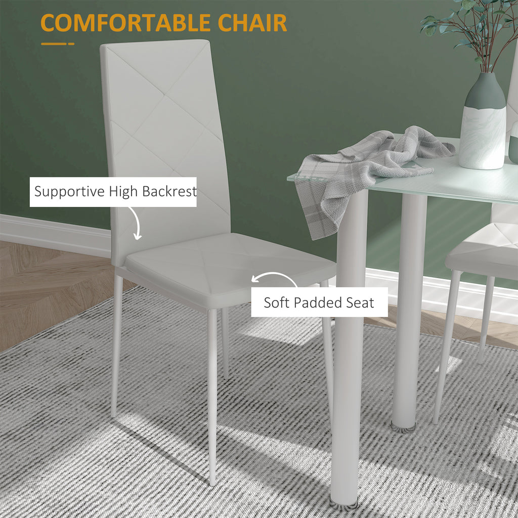 Adam Modern Space-Saving Dining Set for 4-White