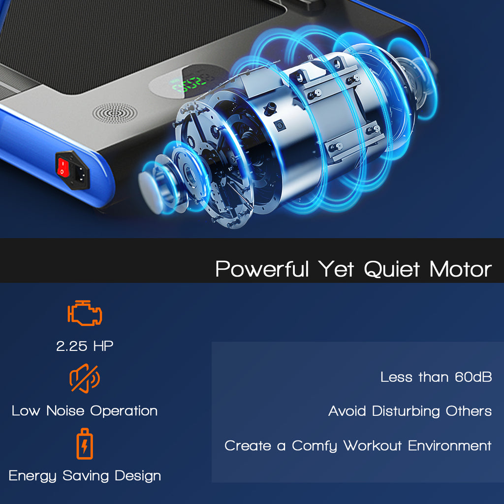 2.25HP 2-in-1 Folding Treadmill with Remote Control & LED Display—Blue