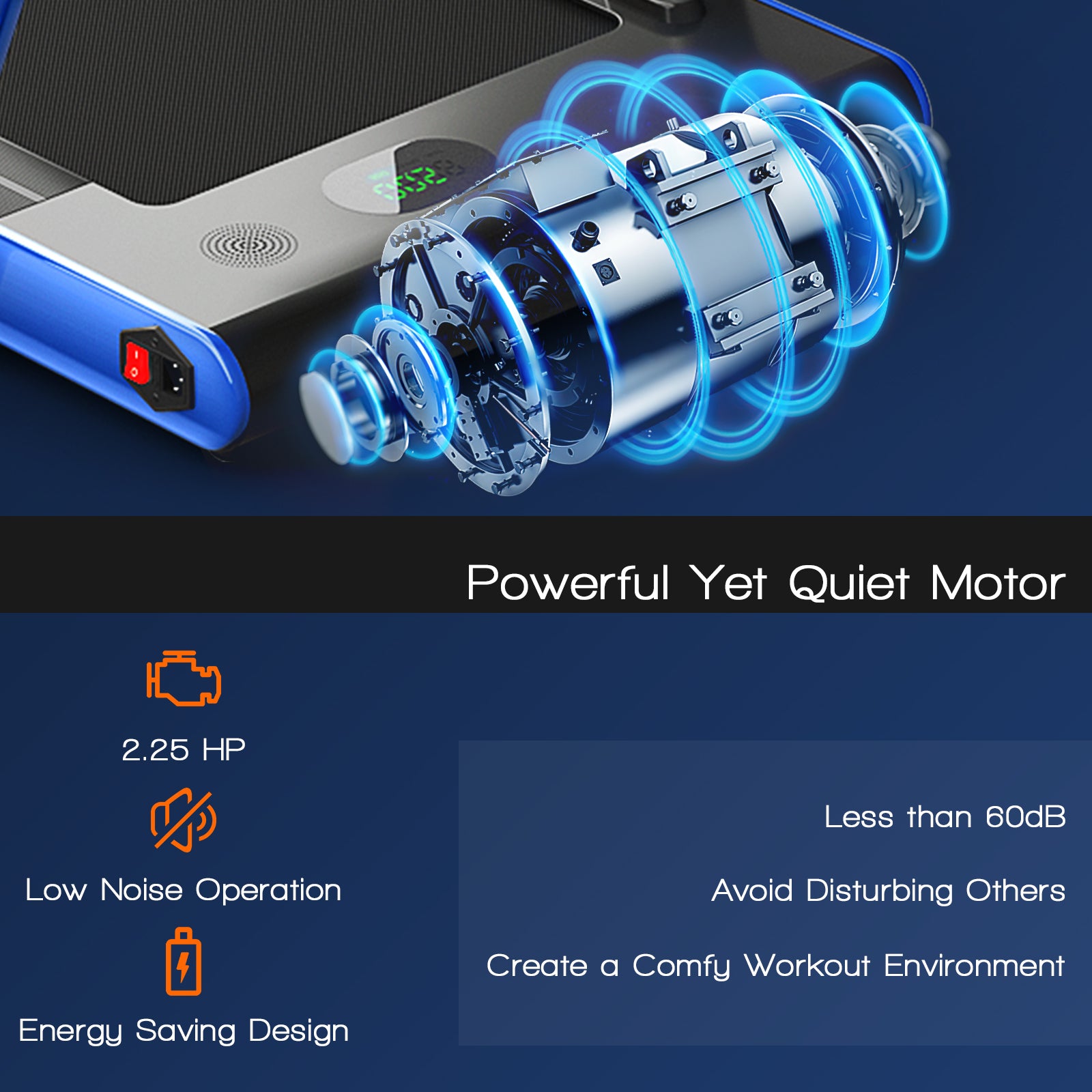 2.25HP 2-in-1 Folding Treadmill with Remote Control & LED Display—Blue