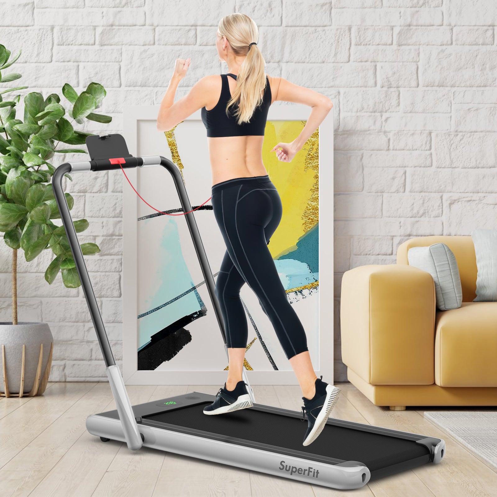 2.25HP 2-in-1 Folding Treadmill with Remote Control & LED Display-Silver