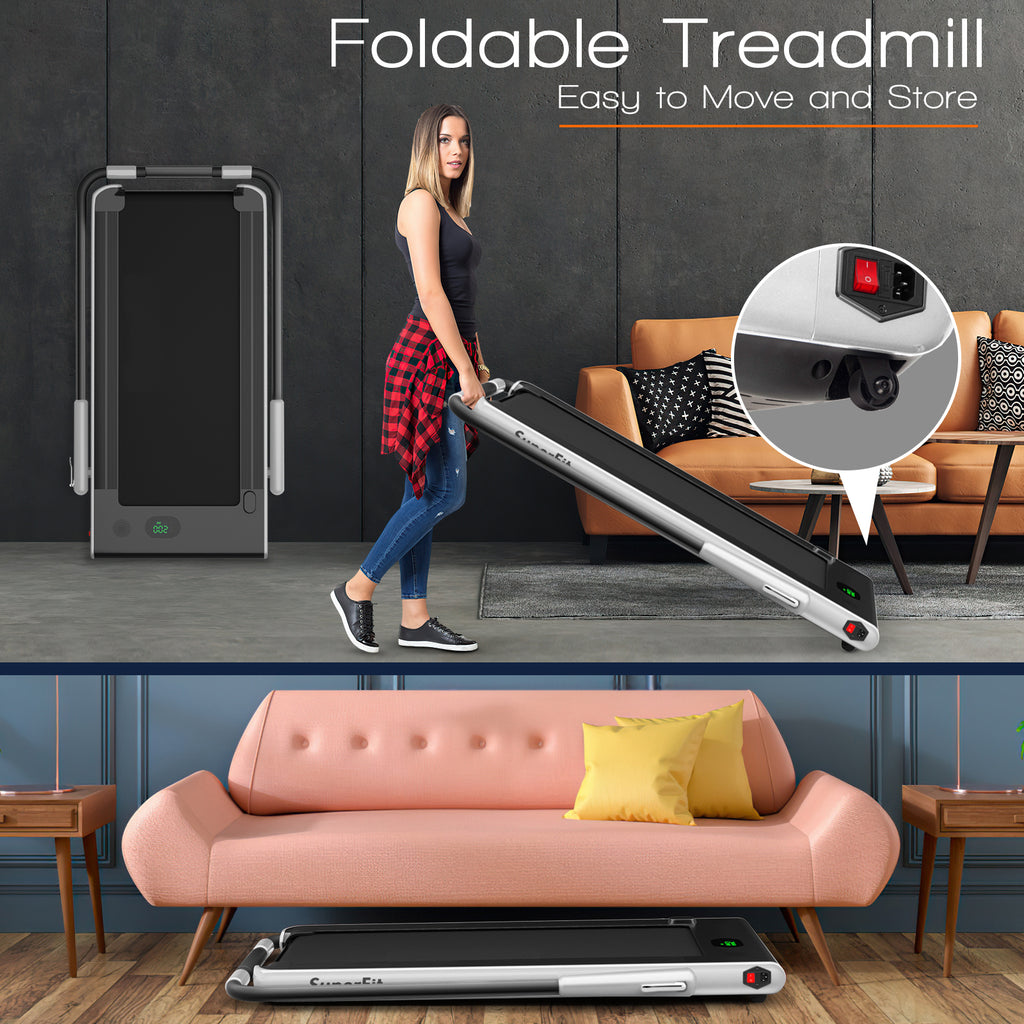 2.25HP 2-in-1 Folding Treadmill with Remote Control & LED Display-Silver