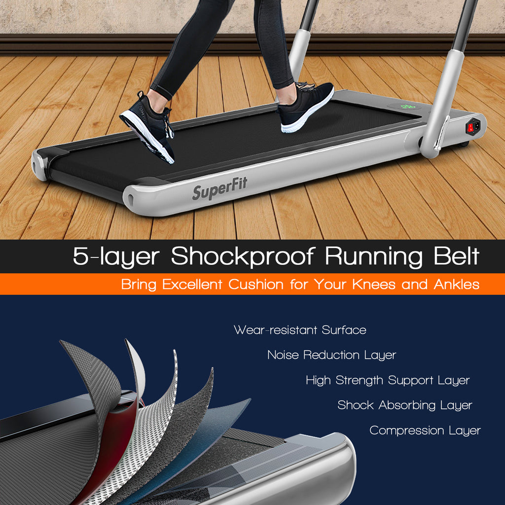 2.25HP 2-in-1 Folding Treadmill with Remote Control & LED Display-Silver