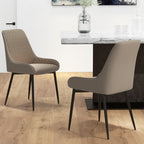 Blake PU Leather Kitchen Chairs, Modern Dining Chairs Set of 2 with Diamond Tufting and Steel Legs for Dining Room, Khaki