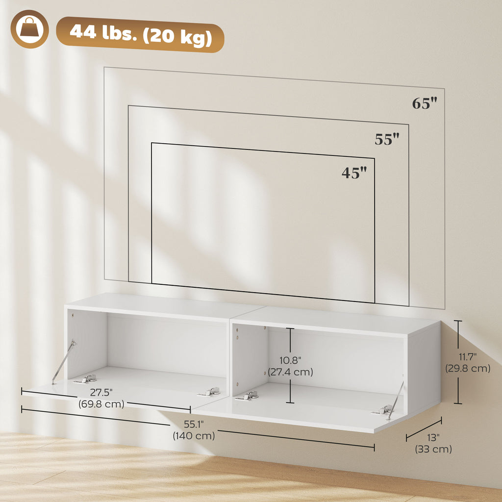 Floating TV Stand with Storage Cupboards for 45 55 65in TVs