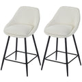 Reece 26" Counter Height Stools with Swivel and Backrest-Set of 2-Cream White