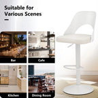 Mason Bar Stools – Set of 2 | Enlarged Vegan Leather Seat, Adjustable Height & 360° Swivel–White