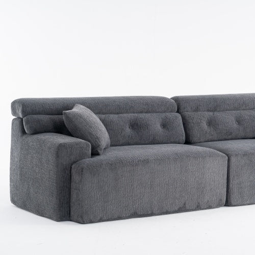 Avison Gray Compression Sofa 4-seater Combined Sofa, Wood Grain