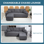Ronny Reversible Sectional with Changeable Chaise- Charcoal Grey