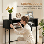 Julian Modern-Mid-Century Narrow Entryway/Console Table with Storage-Black