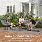 Alfie 4 Piece Patio Conversation Set with Tempered Glass Table-Grey