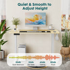 Electric Adjustable Height Standing Desk – Sit‑to‑Stand Splice Board Computer Table with Hooks & Cable Port for Home Office