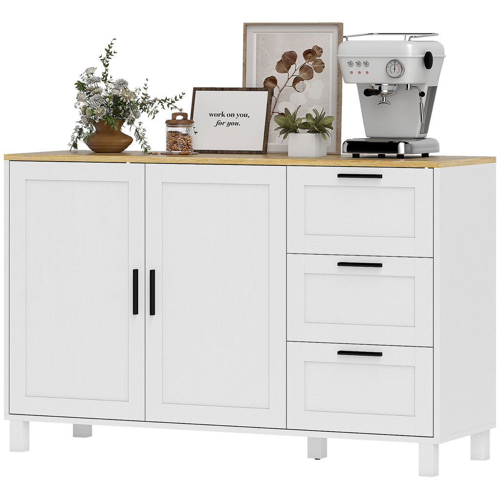 Vesper Buffet Cabinet with Soft-Close Doors, Modern Sideboard with 3 Drawers for Living Room, Kitchen, Dining Room, White