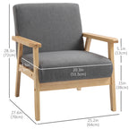 Billie Minimalistic Accent Chair with Thick Linen Cushions-Grey