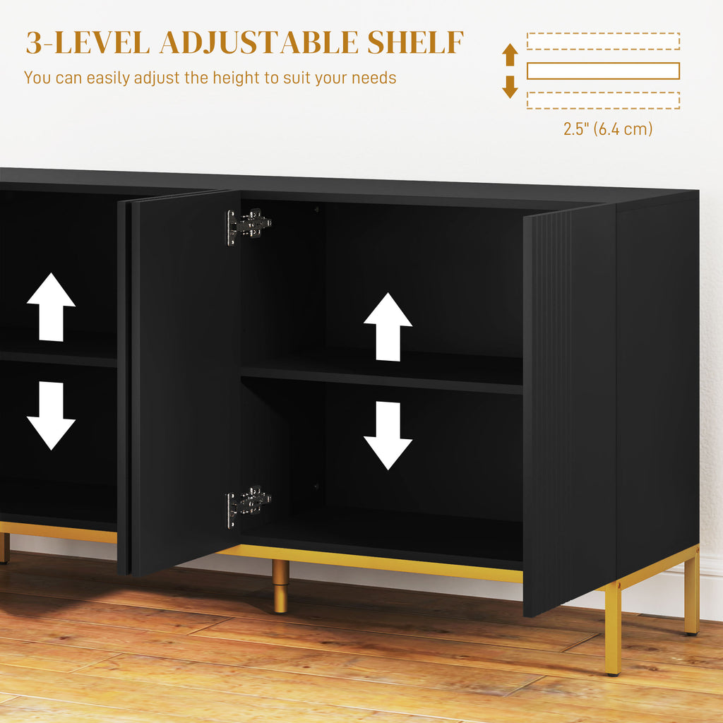 Cameron Sideboard Storage Cabinet with Adjustable Shelves, Soft-Close Doors, Kitchen Buffet Cabinet for Dining Room, Black