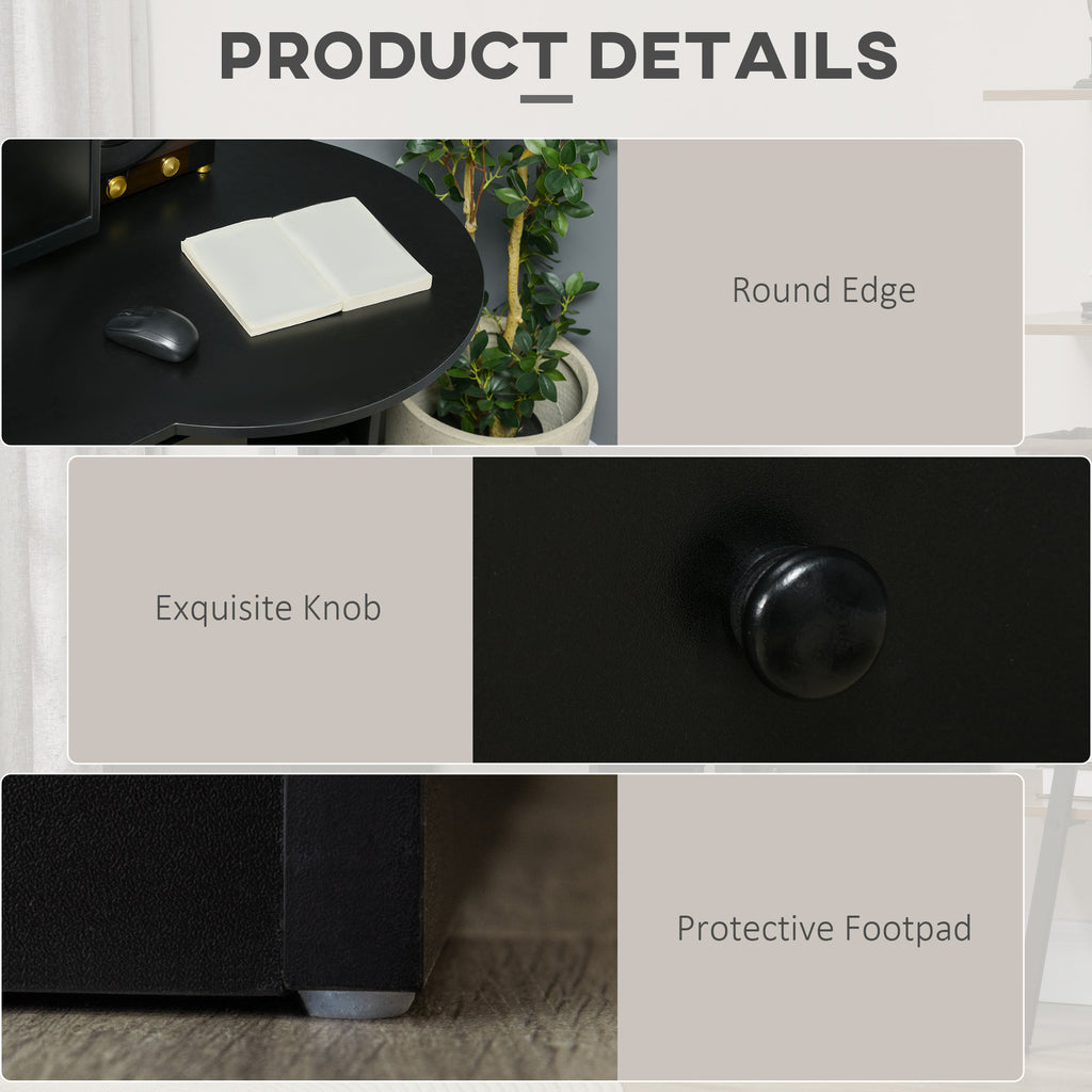 Parker Office Desk with Storage, Modern Computer Workstation Desk with Keyboard Tray-Black