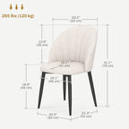 Skylar Modern Dining Chairs Set of 4, Upholstered Dining Room Chairs with Metal Legs, Shell Backrest, Padded Seat, Cream White