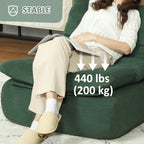 ANDRE Lounger Floor Chair with Single Piece Ultra High-Density Foam, Armless Floor Chair for Living Room, Bedroom, Home Office, Green