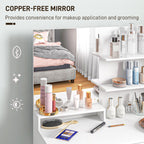 Elise Vanity Set with Mirror and Stool, Makeup Vanity Table with Storage Drawer, Cabinet, Adjustable Shelf for Bedroom, White