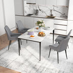 Blake PU Leather Kitchen Chairs, Modern Dining Chairs Set of 4 with Diamond Tufting and Steel Legs for Dining Room, Grey