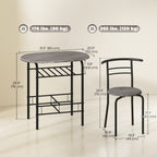 Mason Dining Table Set of 3, 31.5" Kitchen Table and Chairs Set for 2 with Shelf, for Small Space, Dining Room, Living Room