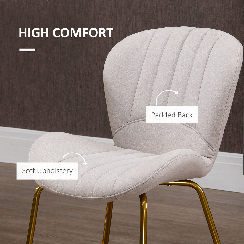 Lux Dining Chairs Set of 2, Modern Accent Chair with Cushioned Backrest, Upholstery for Living Room, Cream White