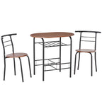 Foden Dining Table Set of 3, 31.5" Kitchen Table and Chairs Set for 2 with Shelf, for Small Space, Dining Room, Living Room-Natural Brown