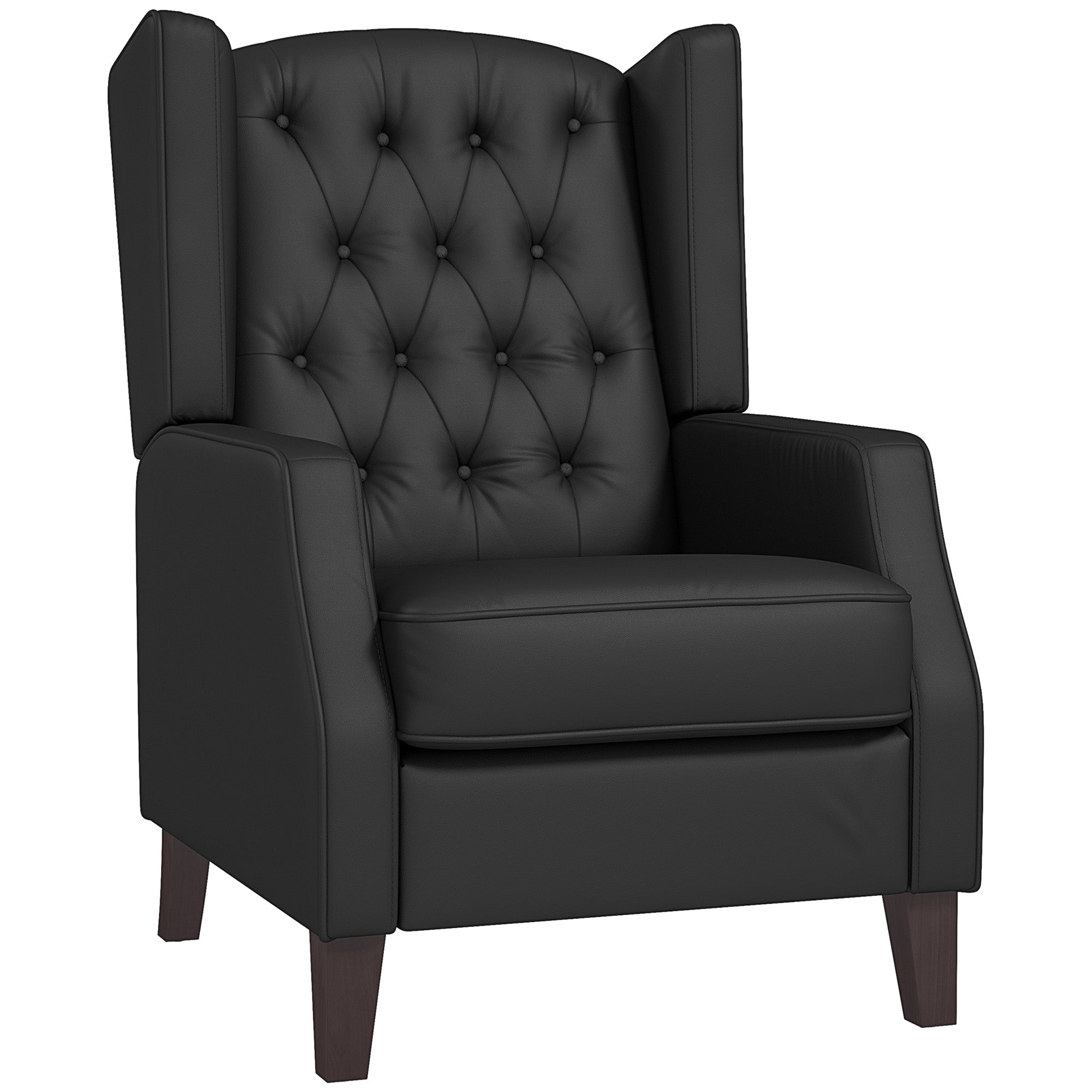 RAYA Faux Leather Armchair, Modern Accent Chair with Thick Padding for Living Room, Bedroom, Home Office, Black